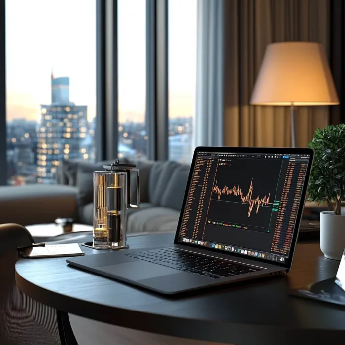 Portátil mostrando un gráfico de trading